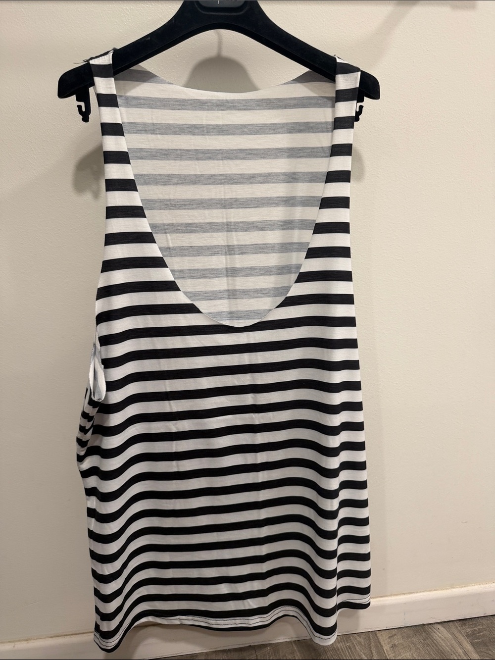 Striped Black and White Scoop-Back Tank Top